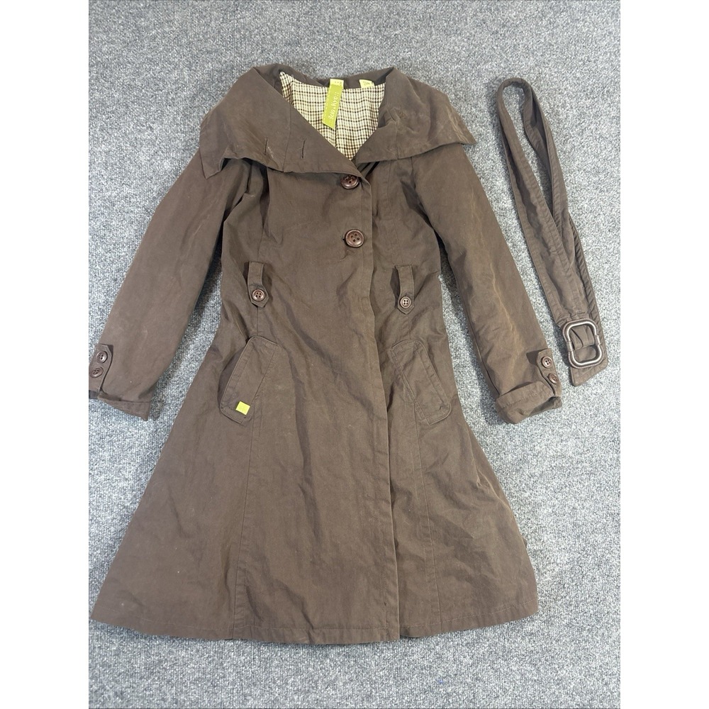 Soia & Kyo Black Trench Coat Women's M- Single Breasted Flared Skirt